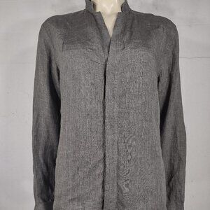 Murano Baird McNutt gray 100% Linen long sleeve button front shirt ladies Medium
